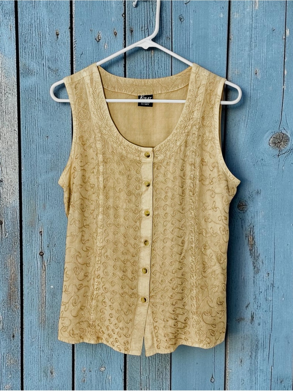 VINTAGE KIRAT Embroidered Tie Back Hippie Blouse